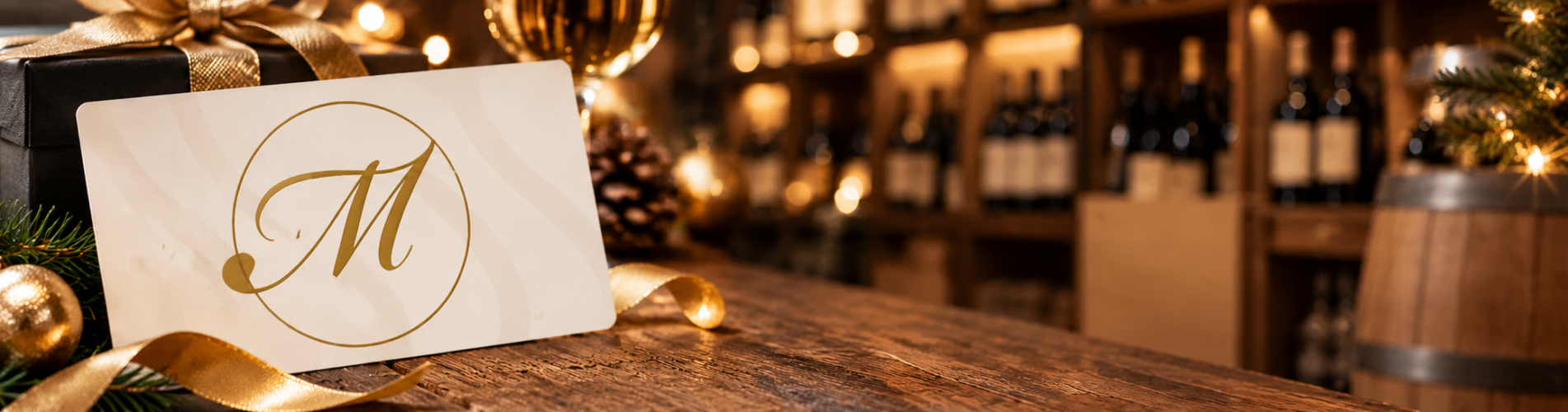 Coffret cadeau doré dans une cave à vin